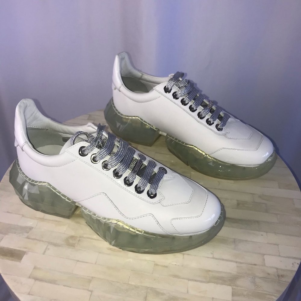 JIMMY CHOO Diamond /F Leather Sneakers - NEW! - Picture 6 of 13